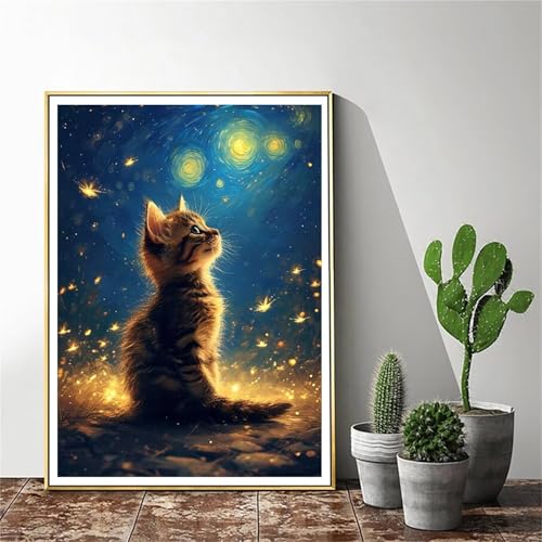 Malen Nach Zahlen Erwachsene Katze Malen Nach Zahlen kinder Sternenhimmel Groß Malen-Nach-Zahlen Set Erwachsene Anfänger Malen Nach Zahlen ab10 Jahre Mädchen ,Pinsel und Acrylfarben 100x130cm C-1047 von Gmeignl