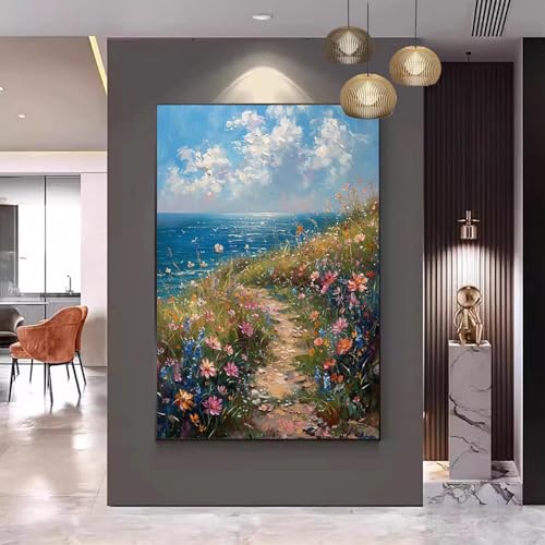 Malen Nach Zahlen Erwachsene Landschaft Malen Nach Zahlen Blume Malen Nach Zahlen ab 9 Jahre Mädchen, Malen Nach Zahlen Kinder Bastelset Erwachsene ,für Home Haus Deko (Rahmenlos) 100x130cm C-92 von Gmeignl