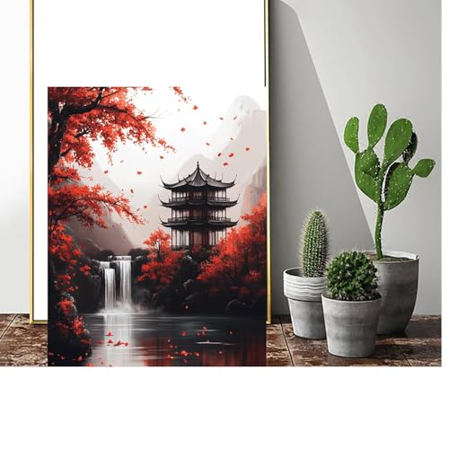 Malen Nach Zahlen Erwachsene Landschaft Malen Nach Zahlen kinder Japan Groß Malen-Nach-Zahlen DIY Set Erwachsene Anfänger Malen Nach Zahlen ab10 Jahre Mädchen mit Pinsel und Acrylfarben 50x70cm C-709 von Gmeignl