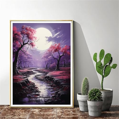 Malen Nach Zahlen Erwachsene Landschaft Malen Nach Zahlen kinder Vollmond Groß Malen-Nach-Zahlen Set Erwachsene Anfänger Malen Nach Zahlen ab10 Jahre Mädchen mit Pinsel und Acrylfarben 90x120cm C-485 von Gmeignl