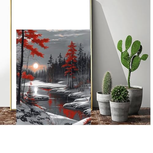 Malen Nach Zahlen Erwachsene Landschaft Malen Nach Zahlen kinder Winter Groß Malen-Nach-Zahlen DIY Set Erwachsene Anfänger Malen Nach Zahlen ab10 Jahre Mädchen mit Pinsel und Acrylfarben 35x45cm C-731 von Gmeignl