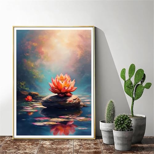 Malen Nach Zahlen Erwachsene Lotus Malen Nach Zahlen Landschaft Malen Nach Zahlen ab 9 Jahre Mädchen, Malen Nach Zahlen Kinder Bastelset Erwachsene ,für Home Haus Deko (Rahmenlos) 20x30cm C-1079 von Gmeignl