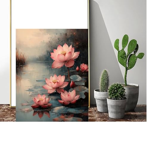 Malen Nach Zahlen Erwachsene Lotus Malen Nach Zahlen Landschaft Malen Nach Zahlen ab 9 Jahre Mädchen, Malen Nach Zahlen Kinder Bastelset Erwachsene ,für Home Haus Deko (Rahmenlos) 60x80cm C-706 von Gmeignl