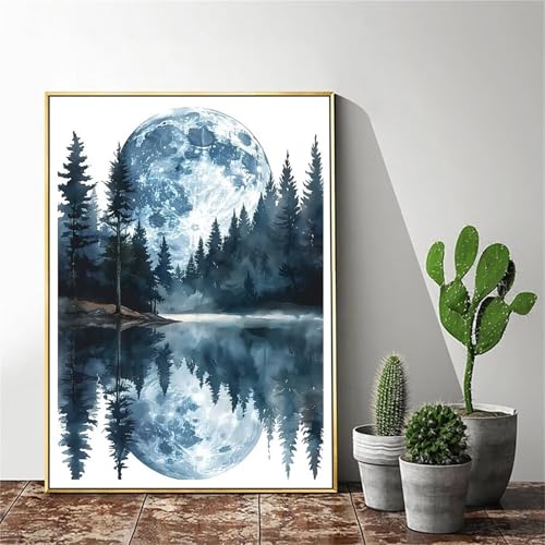 Malen Nach Zahlen Erwachsene Mond Malen Nach Zahlen Baum Malen Nach Zahlen ab 9 Jahre Mädchen, Malen Nach Zahlen Kinder Bastelset Erwachsene ,für Home Haus Deko Geschenke (Rahmenlos) 60x80cm C-1024 von Gmeignl