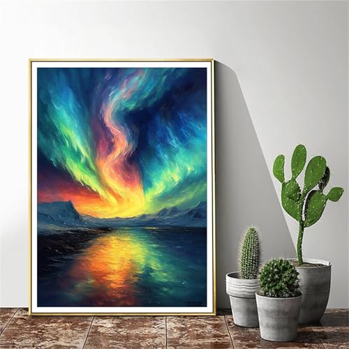 Malen Nach Zahlen Erwachsene Nordlicht Malen Nach Zahlen kinder Farbe Groß Malen-Nach-Zahlen DIY Set Erwachsene Anfänger Malen Nach Zahlen ab10 Jahre Mädchen mit Pinsel und Acrylfarben 50x70cm C-1033 von Gmeignl