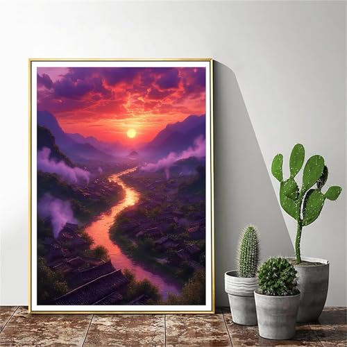 Malen Nach Zahlen Erwachsene Sonnenuntergang Malen Nach Zahlen Berg Malen Nach Zahlen ab 9 Jahre Mädchen, Malen Nach Zahlen Kinder Bastelset Erwachsene ,für Home Haus Deko (Rahmenlos) 60x80cm C-1051 von Gmeignl