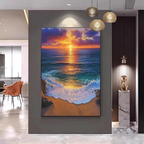 Malen Nach Zahlen Erwachsene Sonnenuntergang Malen Nach Zahlen Strand Malen Nach Zahlen ab 9 Jahre Mädchen, Malen Nach Zahlen Kinder Bastelset Erwachsene ,für Home Haus Deko (Rahmenlos) 90x120cm C-52 von Gmeignl