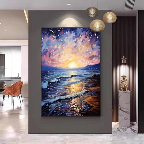 Malen Nach Zahlen Erwachsene Strand Malen Nach Zahlen kinder Landschaft Groß Malen-Nach-Zahlen Set Erwachsene Anfänger Malen Nach Zahlen ab10 Jahre Mädchen mit Pinsel und Acrylfarben 80x100cm C-208 von Gmeignl