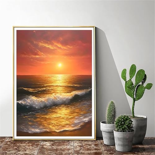 Malen Nach Zahlen Erwachsene Strand Malen Nach Zahlen kinder Sonnenuntergang Groß Malen-Nach-Zahlen Set Erwachsene Anfänger Malen Nach Zahlen ab10 Jahre Mädchen ,Pinsel und Acrylfarben 30x40cm C-1048 von Gmeignl