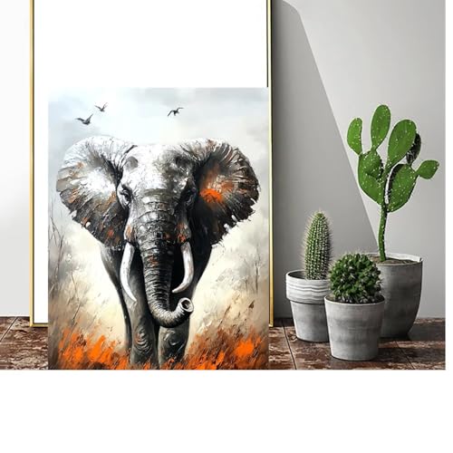 Malen Nach Zahlen Erwachsene Tier Malen Nach Zahlen Elefant Malen Nach Zahlen ab 9 Jahre Mädchen, Malen Nach Zahlen Kinder Bastelset Erwachsene ,für Home Haus Deko Geschenke (Rahmenlos) 40x50cm C-746 von Gmeignl