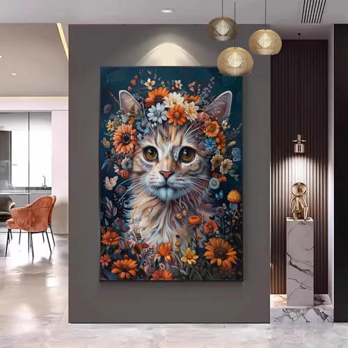 Malen Nach Zahlen Erwachsene Tier Malen Nach Zahlen Katze Malen Nach Zahlen ab 9 Jahre Mädchen, Malen Nach Zahlen Kinder Bastelset Erwachsene ,für Home Haus Deko Geschenke (Rahmenlos) 80x100cm C-138 von Gmeignl