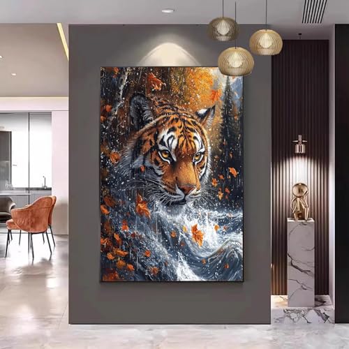 Malen Nach Zahlen Erwachsene Tier Malen Nach Zahlen Tiger Malen Nach Zahlen ab 9 Jahre Mädchen, Malen Nach Zahlen Kinder Bastelset Erwachsene,für Home Haus Deko Geschenke (Rahmenlos) 100x130cm C-338 von Gmeignl