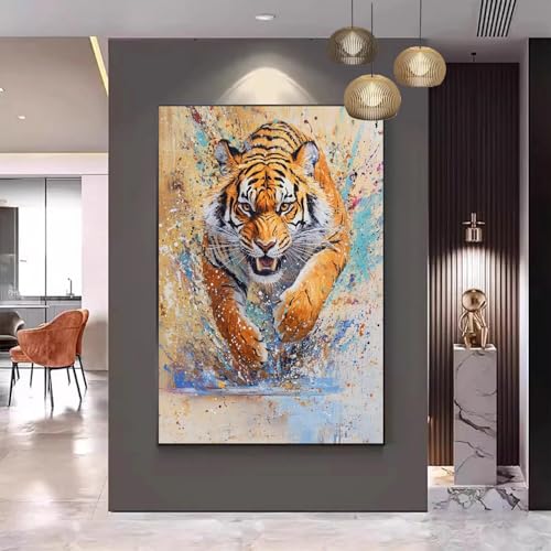 Malen Nach Zahlen Erwachsene Tier Malen Nach Zahlen Tiger Malen Nach Zahlen ab 9 Jahre Mädchen, Malen Nach Zahlen Kinder Bastelset Erwachsene ,für Home Haus Deko Geschenke (Rahmenlos) 90x120cm C-133 von Gmeignl