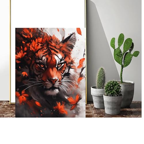 Malen Nach Zahlen Erwachsene Tiger Malen Nach Zahlen Tier Malen Nach Zahlen ab 9 Jahre Mädchen, Malen Nach Zahlen Kinder Bastelset Erwachsene,für Home Haus Deko Geschenke (Rahmenlos) 80x100cm C-750 von Gmeignl