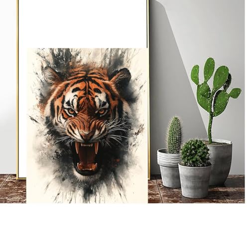 Malen Nach Zahlen Erwachsene Tiger Malen Nach Zahlen Tier Malen Nach Zahlen ab 9 Jahre Mädchen, Malen Nach Zahlen Kinder Bastelset Erwachsene ,für Home Haus Deko Geschenke (Rahmenlos) 35x45cm C-700 von Gmeignl