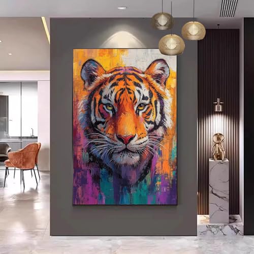 Malen Nach Zahlen Erwachsene Tiger Malen Nach Zahlen Tier Malen Nach Zahlen ab 9 Jahre Mädchen, Malen Nach Zahlen Kinder Bastelset Erwachsene ,für Home Haus Deko Geschenke (Rahmenlos) 90x120cm C-31 von Gmeignl