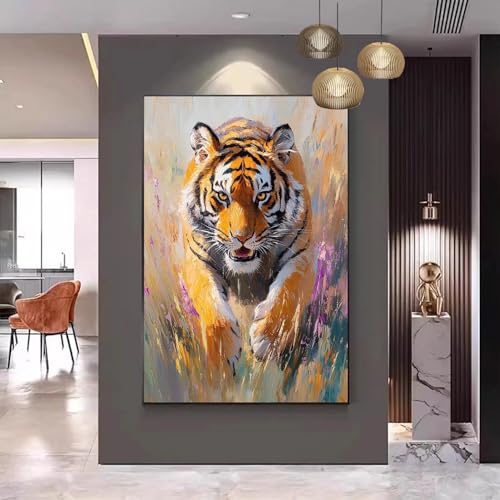 Malen Nach Zahlen Erwachsene Tiger Malen Nach Zahlen Tier Malen Nach Zahlen ab 9 Jahre Mädchen, Malen Nach Zahlen Kinder Bastelset Erwachsene ,für Home Haus Deko Geschenke (Rahmenlos) 90x120cm C-91 von Gmeignl