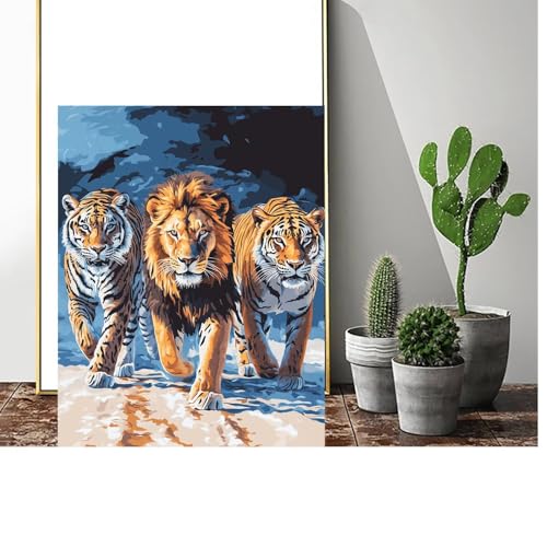 Malen Nach Zahlen Erwachsene Tiger Malen Nach Zahlen kinder Löwe Groß Malen-Nach-Zahlen DIY Set Erwachsene Anfänger Malen Nach Zahlen ab 9/10 Jahre Mädchen mit Pinsel und Acrylfarben 100x130cm C-717 von Gmeignl