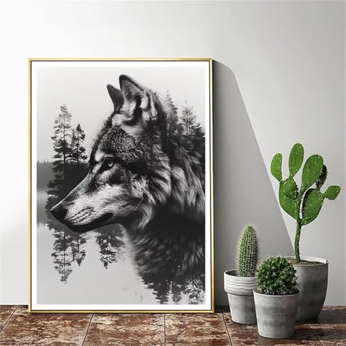 Malen Nach Zahlen Erwachsene Wolf Malen Nach Zahlen Tier Malen Nach Zahlen ab 9 Jahre Mädchen, Malen Nach Zahlen Kinder Bastelset Erwachsene ,für Home Haus Deko Geschenke (Rahmenlos) 30x40cm C-1077 von Gmeignl