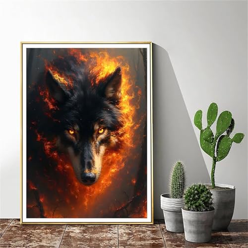 Malen Nach Zahlen Erwachsene Wolf Malen Nach Zahlen Tier Malen Nach Zahlen ab 9 Jahre Mädchen, Malen Nach Zahlen Kinder Bastelset Erwachsene ,für Home Haus Deko Geschenke (Rahmenlos) 35x45cm C-1054 von Gmeignl