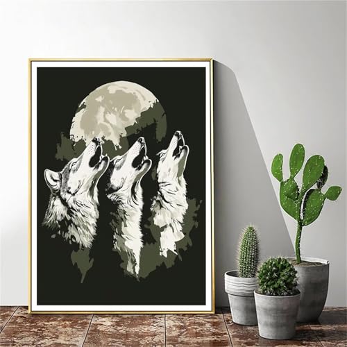 Malen Nach Zahlen Erwachsene Wolf Malen Nach Zahlen kinder Mond Groß Malen-Nach-Zahlen DIY Set Erwachsene Anfänger Malen Nach Zahlen ab 9/10 Jahre Mädchen mit Pinsel und Acrylfarben 50x70cm C-1081 von Gmeignl