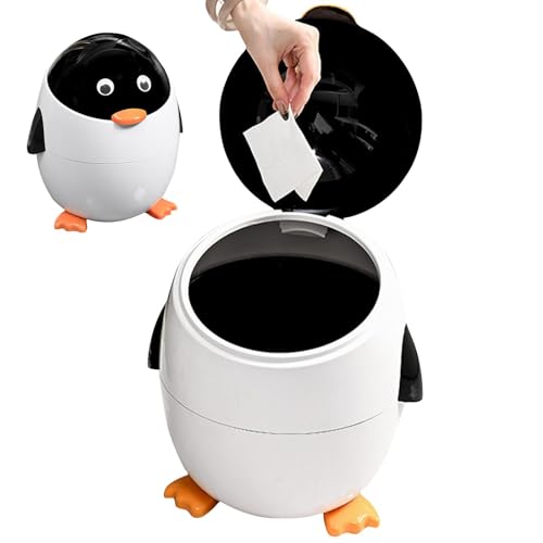 Gmokluytw -Desktop-Mülleimer, Pinguin-Mülleimer mit Deckel, Mülleimer in Tierform, Küchen-WC-Schlafzimmer-Mülleimer, Papierkorb für Küche, Wohnzimmer und Schlafzimmer von Gmokluytw