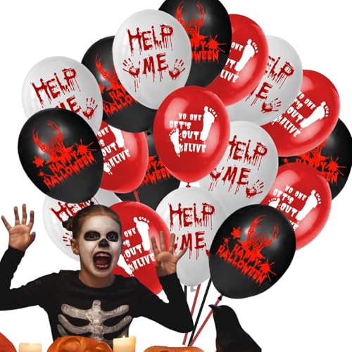 Gmokluytw Halloween Blutige Luftballons, Gruselige Latexballons, Horrorfilm-Luftballons, Horror-Themen-Geburtstagsballons, Halloween-Horror-Ballons für Spukhaus-Geburtstag von Gmokluytw