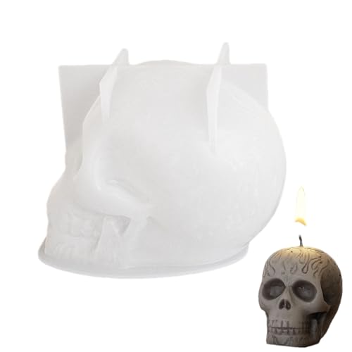 Gmokluytw Totenkopf-Form | Skelett-Schädelform für Kerzenherstellung, Silikon-Totenkopf-Formen für Epoxidharz, Kerze, Eiswürfel, 3D-Harzformen für Harz-Kunsthandwerk, Halloween-Heimdekoration von Gmokluytw