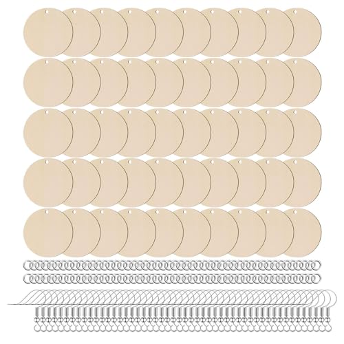 Gmokluytw Unvollendete Holzohrringe, leere Holzohrringe | 200 Stück unbehandeltes Holz, Holzarbeiten,Massive und robuste Holzanhänger mit glatter Oberfläche zum Basteln von Holzohrringen von Gmokluytw