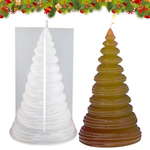 Gmokluytw Weihnachtsbaum-Kerzenform, 3D-Epoxidharz-Form, Silikon, Seifenkerzenherstellung, Weihnachtsdekorationsform für Harzguss, Schokoladen-Süßigkeiten-Formen von Gmokluytw