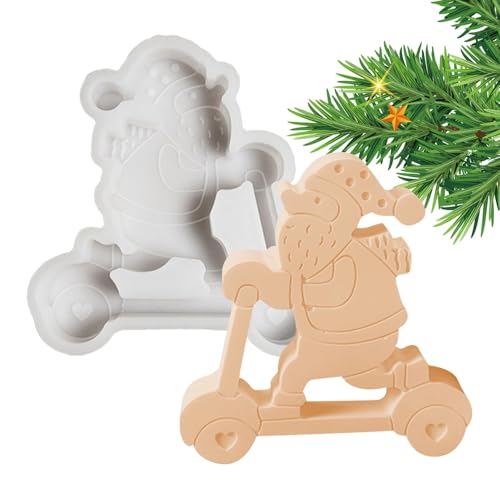 Gmokluytw Weihnachtsmann-Harzform, Weihnachtsharzform | Weihnachtsmann mit Roller Epoxidharz Gießsilikonform | Art Craft Silikonform, süße Weihnachtsmannform für Epoxidharz, handgemachte Seife, von Gmokluytw