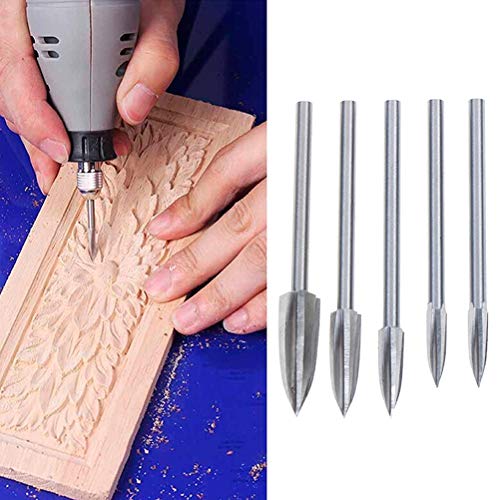 5 stück Holz Schnitzmesser Set, Holzschnitzerei Und Gravur Bohrer zum Holz Schnitzen, Schleifen, Gravieren passend für Dremel Multifunktionswerkzeug von Gmuret