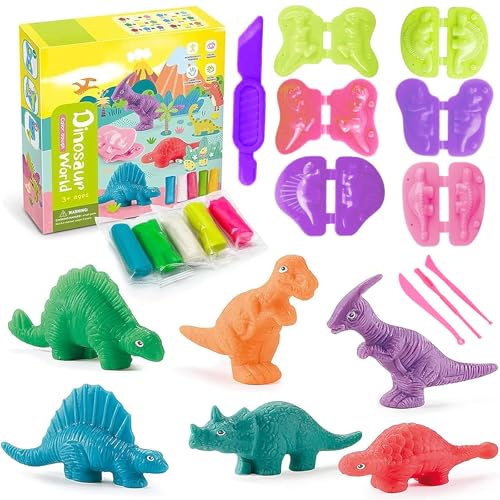 GmwyCzV 15 Stück Knete Zubehör Set, Dino Knetwerkzeug für Kinder mit Modelliermasse, Knete Set, Plastilin Kinderknete Knetwerkzeug Kinder, Geschenk für Jungen und Mädchen im Alter von 2-12 Jahren von GmwyCzV