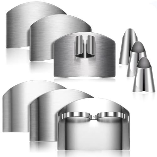 GmwyCzV 9 Stück Handschutz Küchenfingerschutz, Fingerschutz Schneiden aus Edelstahl, Küche Fingerkuppenschutz Für Schnelles Hacken, Stainless Steel Finger Guard zum Schutz Ihrer Finger, Fingernagelz von GmwyCzV