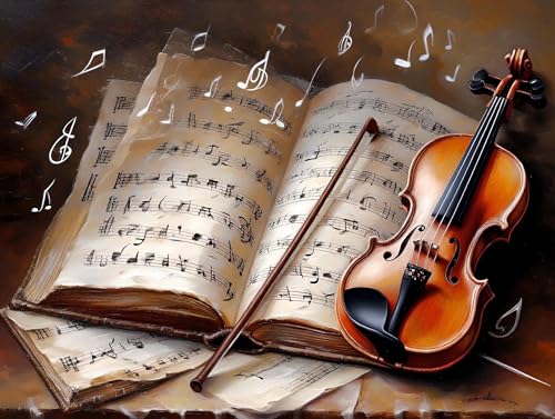 5D Diamond Painting Violine Kunst Diamant Painting bilder kinder, Diamond Painting Erwachsene Bastelset , DIY Full Drill Diamant Kunst Malerei Stickerei Set Kreuzstich für Home Wand Deko 20x30cm A-445 von Gnulguxo