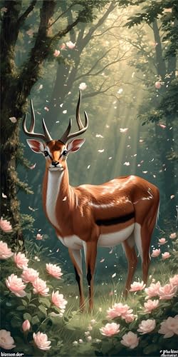 Antilope Diamond Painting XXL 30x60cm, Blume Diamant Painting Bilder Erwachsene Bastelnset, DIY 5D Diamond Painting Kinder Stickerei Mosaikherstellung Malerei Set, Herbst Zimmer Deko Aesthetic X-759 von Gnulguxo