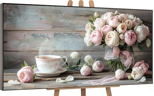 Blume Malen Nach Zahlen Erwachsene, Tasse Malen Nach Zahlen Kinder, DIY Set Erwachsene Anfänger, Handgemalt Ölgemälde Leinwand mit 3 Pinseln und Acrylfarben Zimmer Deko Wohnzimmer, 80x160cm H-160 von Gnulguxo