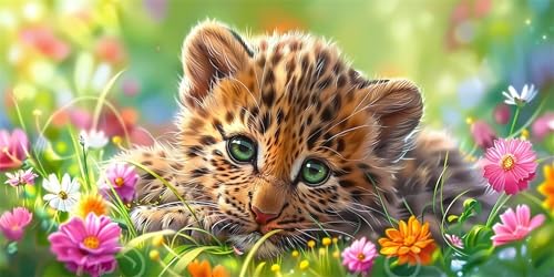 Diamant Painting Bilder Leopard Diamond Painting Karikatur Diamond Painting Kinder Diy 5D Diamond Painting Erwachsene Mosaikherstellung Stickerei Basteln Für Wandeko, Geschenke Für Frauen,30X60Cm X-18 von Gnulguxo