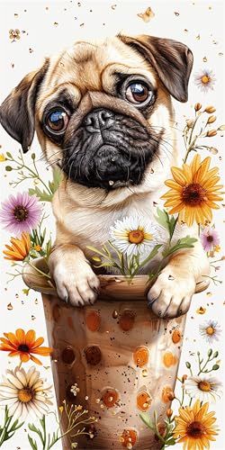 Diamond Painting Blume Diamond Painting Kinder chien DIY 5D Full Drill Crystal Art Mosaikherstellung Stickerei Basteln Set, für Zimmer Deko Schlafzimmer, Geschenke für Frauen, Leinwand 30x60cm X-634 von Gnulguxo