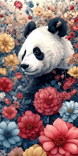 Diamond Painting Blume Diamond Painting Kinder panda DIY 5D Full Drill Crystal Art Mosaikherstellung Stickerei Basteln Set, für Zimmer Deko Schlafzimmer, Geschenke für Frauen, Leinwand 40x90cm X-948 von Gnulguxo