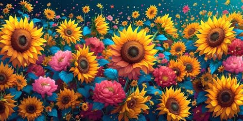 Diamond Painting Farbe Diamond Painting Kinder tournesol DIY Full Drill Crystal Art Mosaikherstellung Stickerei Basteln Set, für Zimmer Deko Schlafzimmer, Geschenke für Frauen, Leinwand 70x140cm X-441 von Gnulguxo