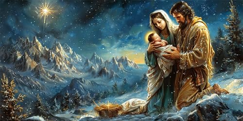 Diamond Painting Geburt Diamond Painting Kinder Jésus DIY 5D Full Drill Crystal Art Mosaikherstellung Stickerei Basteln Set, für Zimmer Deko Schlafzimmer, Geschenke für Frauen, Leinwand 30x60cm X-472 von Gnulguxo