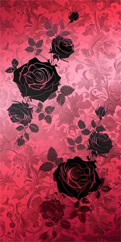 Diamond Painting Rose Diamond Painting Kinder noir DIY 5D Full Drill Crystal Art Mosaikherstellung Stickerei Basteln Set, für Zimmer Deko Schlafzimmer, Geschenke für Frauen, Leinwand 30x60cm X-656 von Gnulguxo