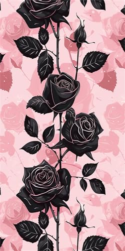 Diamond Painting Rose Diamond Painting Kinder noir DIY 5D Full Drill Crystal Art Mosaikherstellung Stickerei Basteln Set, für Zimmer Deko Schlafzimmer, Geschenke für Frauen, Leinwand 50x100cm X-655 von Gnulguxo