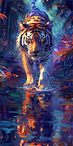 Diamond Painting Tier Diamond Painting Kinder tigre DIY 5D Full Drill Crystal Art Mosaikherstellung Stickerei Basteln Set, für Zimmer Deko Schlafzimmer, Geschenke für Frauen, Leinwand 40x80cm X-751 von Gnulguxo