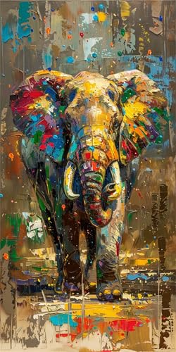 Elefant Diamond Painting XXL 30x60cm, Farbe Diamant Painting Bilder Erwachsene Bastelnset, DIY 5D Diamond Painting Kinder Stickerei Mosaikherstellung Malerei Set, Herbst Zimmer Deko Aesthetic X-589 von Gnulguxo