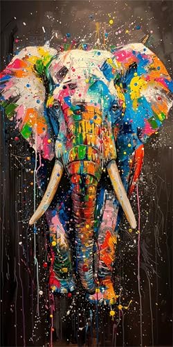 Elefant Diamond Painting XXL 50x100cm, Farbe Diamant Painting Bilder Erwachsene Bastelnset, DIY 5D Diamond Painting Kinder Stickerei Mosaikherstellung Malerei Set, Herbst Zimmer Deko Aesthetic X-590 von Gnulguxo