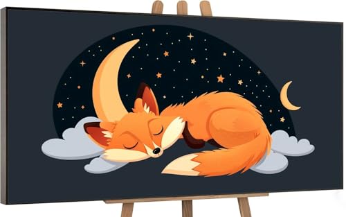 Fuchs Malen Nach Zahlen Erwachsene, Karikatur Malen Nach Zahlen Kinder, DIY Set Erwachsene Anfänger, Handgemalt Ölgemälde Leinwand mit 3 Pinseln und Acrylfarben Zimmer Deko Wohnzimmer, 30x60cm H-134 von Gnulguxo