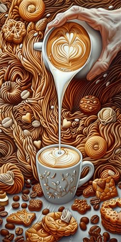 Kaffee Diamond Painting XXL 100x200cm, Liebe Diamant Painting Bilder Erwachsene Bastelnset, DIY 5D Diamond Painting Kinder Stickerei Mosaikherstellung Malerei Set, Herbst Zimmer Deko Aesthetic X-735 von Gnulguxo