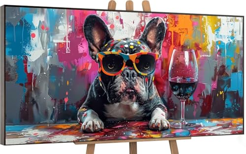 Malen Nach Zahlen Erwachsene Hund Malen Nach Zahlen Weinglas Paint by Numbers for Adults Anfänger DIY Leinwand Art Set mit Faltenfreie Leinwand und Pinseln Pigment, Zimmer Deko Wohnzimmer,60x120cm S-1 von Gnulguxo